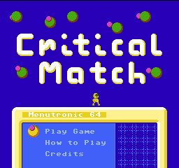 Critical Match title screen